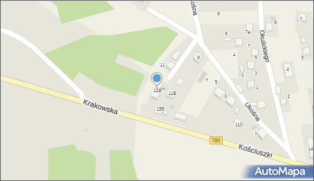 Żarki, Ukośna, 11a, mapa Żarki