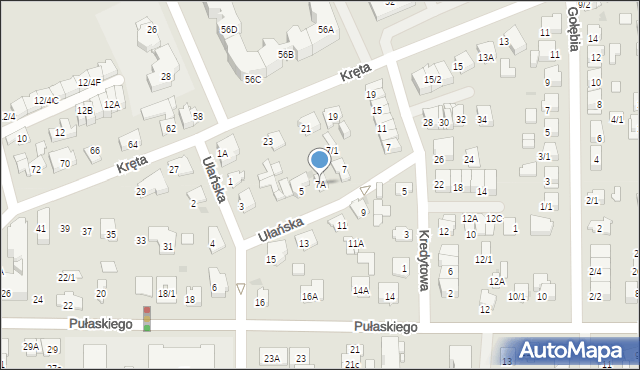 Białystok, Ułańska, 7A, mapa Białegostoku
