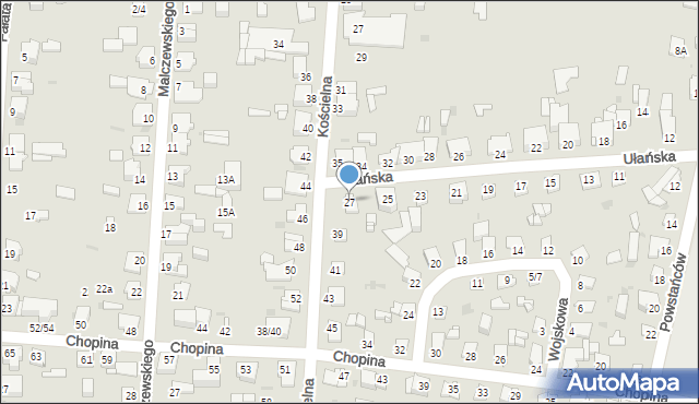 Częstochowa, Ułańska, 27, mapa Częstochowy