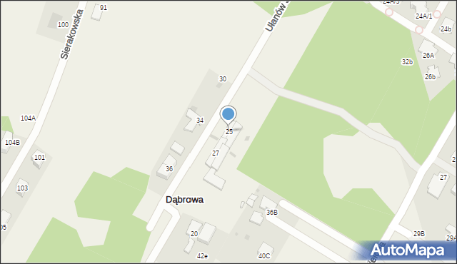 Dąbrowa, Ułanów Jazłowieckich, 25, mapa Dąbrowa