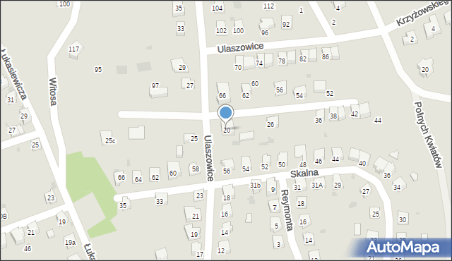 Jasło, Ulaszowice, 20, mapa Jasła