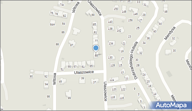 Jasło, Ulaszowice, 69, mapa Jasła