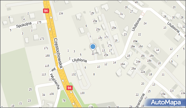 Modlnica, Ulubiona, 11, mapa Modlnica