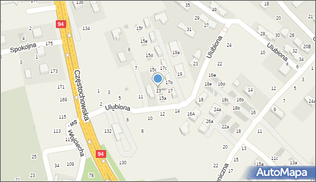 Modlnica, Ulubiona, 13, mapa Modlnica