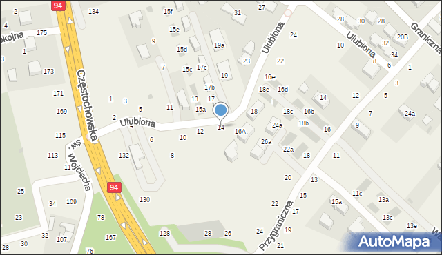 Modlnica, Ulubiona, 14, mapa Modlnica