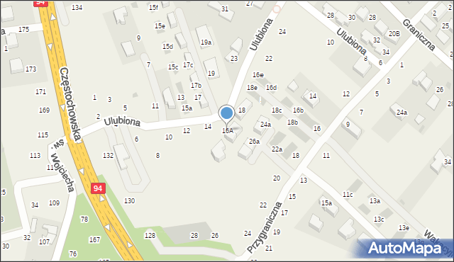 Modlnica, Ulubiona, 16A, mapa Modlnica