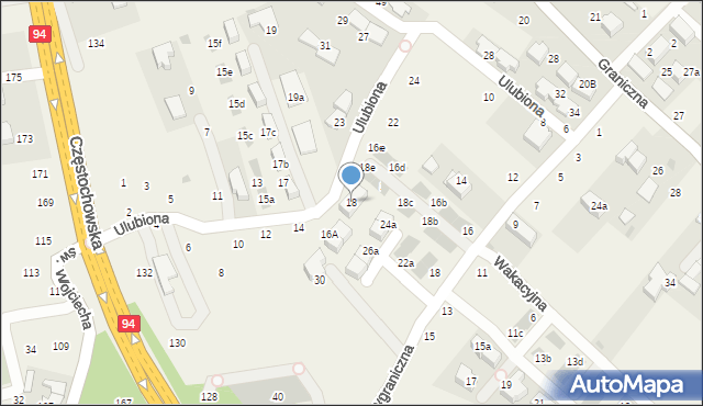 Modlnica, Ulubiona, 18, mapa Modlnica