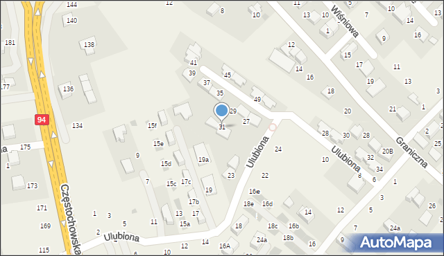 Modlnica, Ulubiona, 31, mapa Modlnica