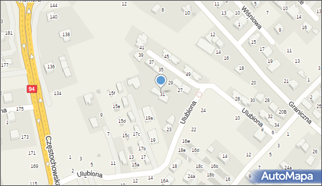 Modlnica, Ulubiona, 33, mapa Modlnica