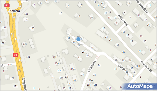 Modlnica, Ulubiona, 35, mapa Modlnica