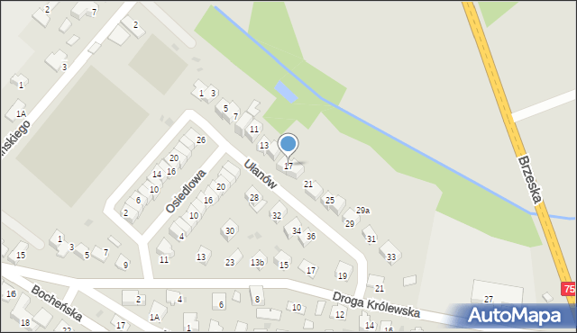 Niepołomice, Ułanów, 17, mapa Niepołomice