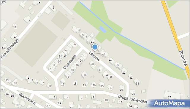 Niepołomice, Ułanów, 17a, mapa Niepołomice