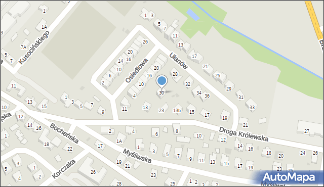 Niepołomice, Ułanów, 30, mapa Niepołomice