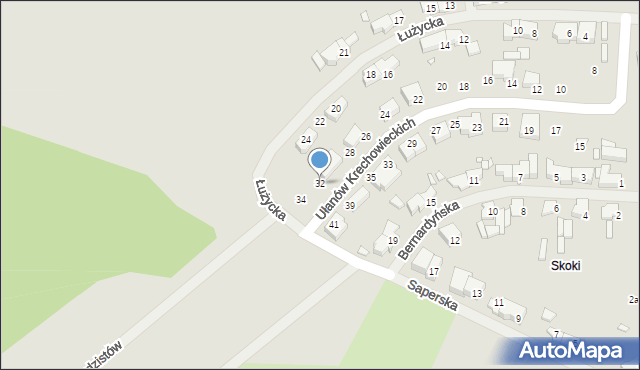 Szczecin, Ułanów Krechowieckich, 32, mapa Szczecina