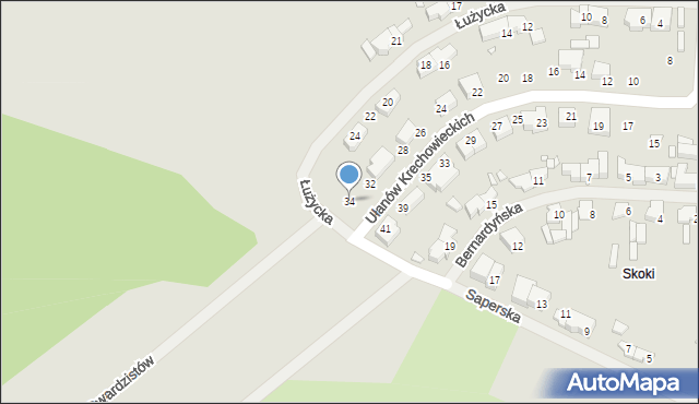 Szczecin, Ułanów Krechowieckich, 34, mapa Szczecina