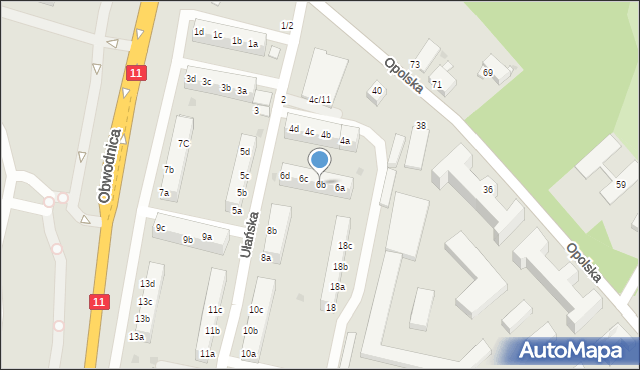 Tarnowskie Góry, Ułańska, 6b, mapa Tarnowskie Góry