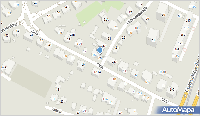 Wrocław, Ulanowskiego Bolesława, 25, mapa Wrocławia