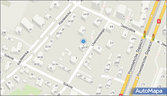 Wrocław, Ulanowskiego Bolesława, 5/7, mapa Wrocławia