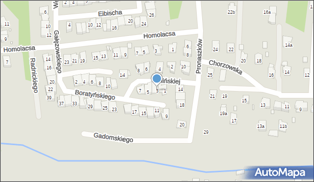 Kraków, Umińskiej Eugenii, 3, mapa Krakowa