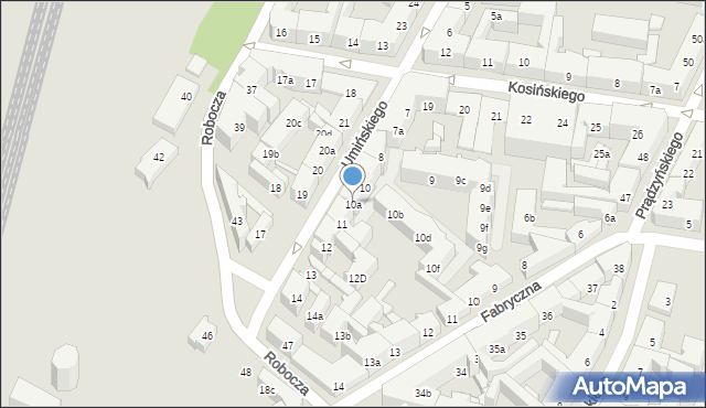 Poznań, Umińskiego Jana, 10a, mapa Poznania