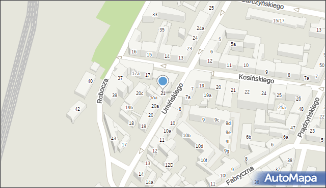 Poznań, Umińskiego Jana, 21, mapa Poznania