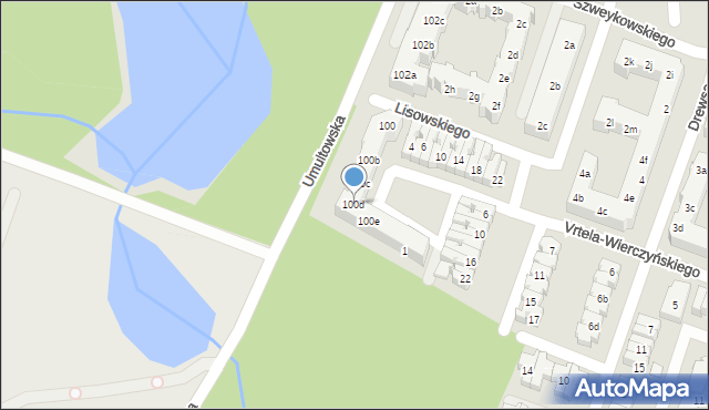 Poznań, Umultowska, 100d, mapa Poznania