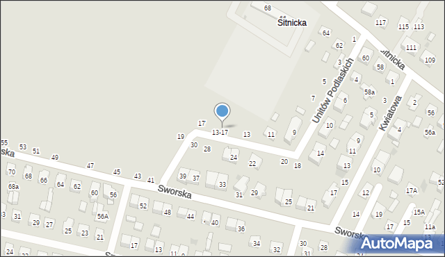 Biała Podlaska, Unitów Podlaskich, 15, mapa Białej Podlaskiej