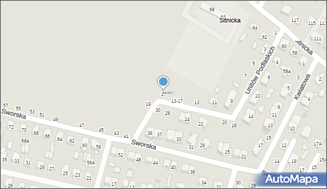 Biała Podlaska, Unitów Podlaskich, 17, mapa Białej Podlaskiej