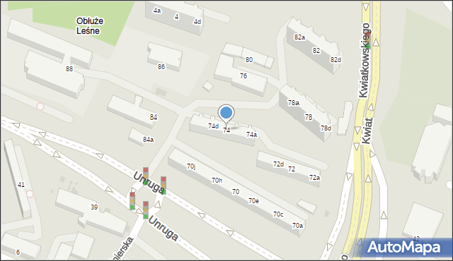 Gdynia, Unruga Józefa, adm., 74, mapa Gdyni