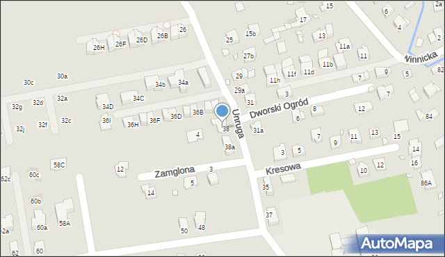 Kraków, Unruga Józefa, 38b, mapa Krakowa