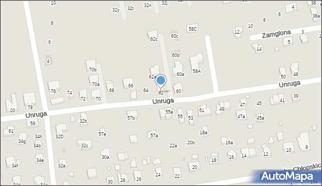 Kraków, Unruga Józefa, 62, mapa Krakowa