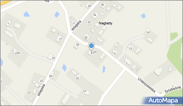 Naglady, Unieszewska, 4, mapa Naglady