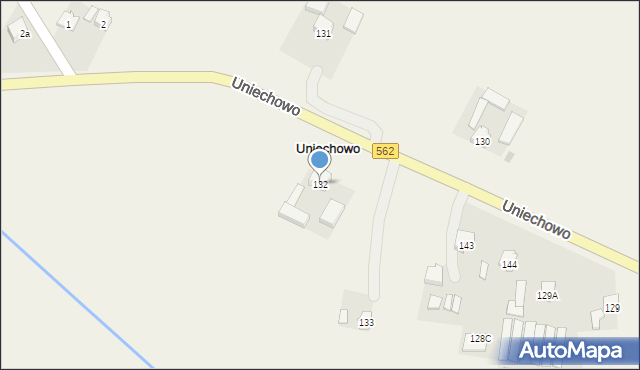 Uniechowo, Uniechowo, 132, mapa Uniechowo