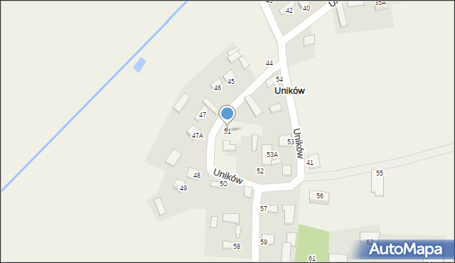 Uników, Uników, 51, mapa Uników