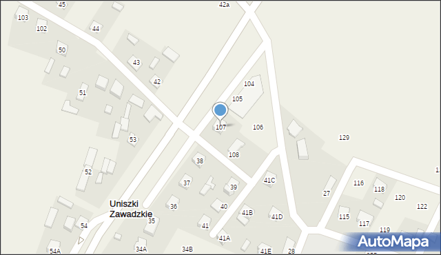 Uniszki Zawadzkie, Uniszki Zawadzkie, 107, mapa Uniszki Zawadzkie