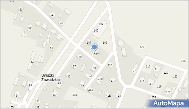 Uniszki Zawadzkie, Uniszki Zawadzkie, 108, mapa Uniszki Zawadzkie