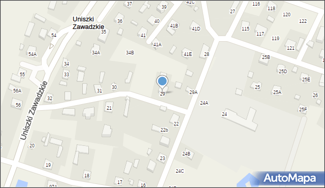 Uniszki Zawadzkie, Uniszki Zawadzkie, 29, mapa Uniszki Zawadzkie