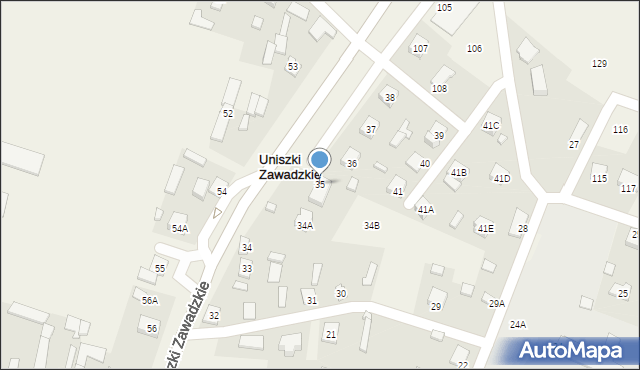 Uniszki Zawadzkie, Uniszki Zawadzkie, 35, mapa Uniszki Zawadzkie