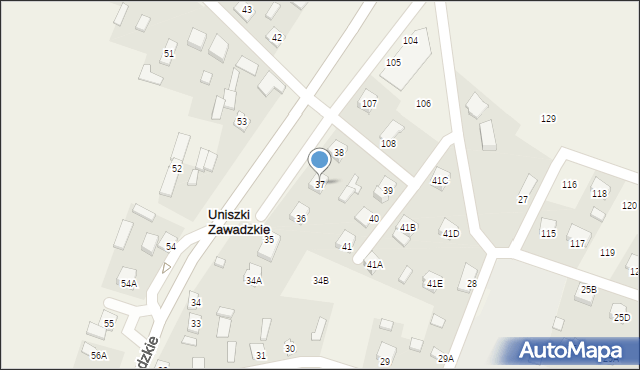 Uniszki Zawadzkie, Uniszki Zawadzkie, 37, mapa Uniszki Zawadzkie