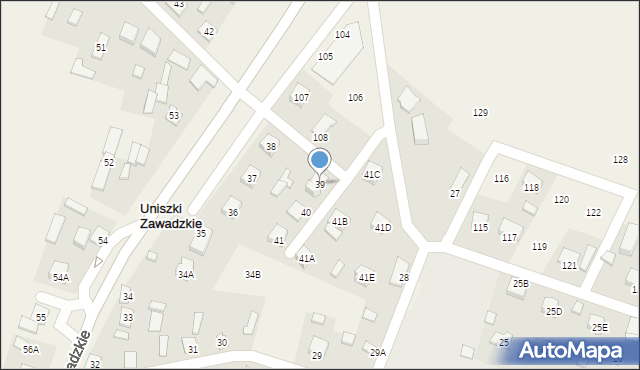 Uniszki Zawadzkie, Uniszki Zawadzkie, 39, mapa Uniszki Zawadzkie