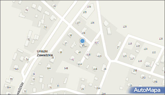 Uniszki Zawadzkie, Uniszki Zawadzkie, 39a, mapa Uniszki Zawadzkie