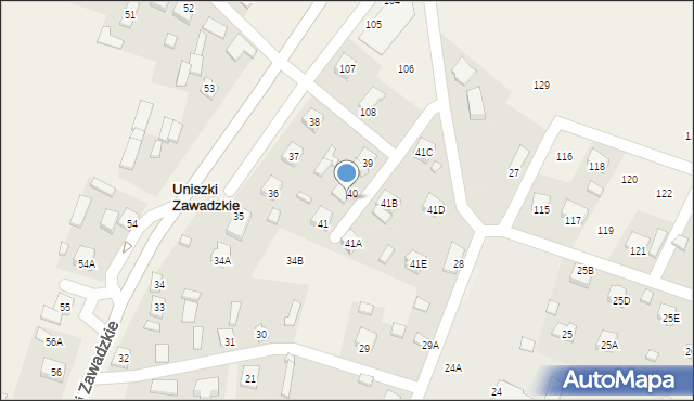 Uniszki Zawadzkie, Uniszki Zawadzkie, 40A, mapa Uniszki Zawadzkie