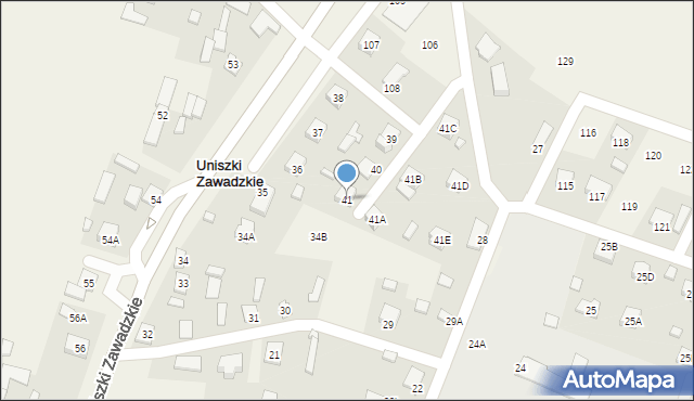 Uniszki Zawadzkie, Uniszki Zawadzkie, 41, mapa Uniszki Zawadzkie