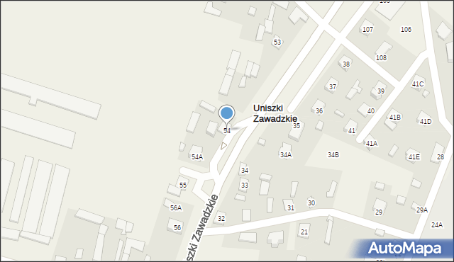 Uniszki Zawadzkie, Uniszki Zawadzkie, 54, mapa Uniszki Zawadzkie