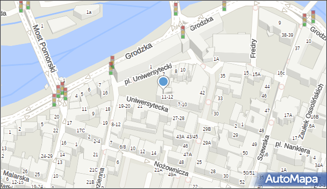 Wrocław, Uniwersytecka, 13, mapa Wrocławia