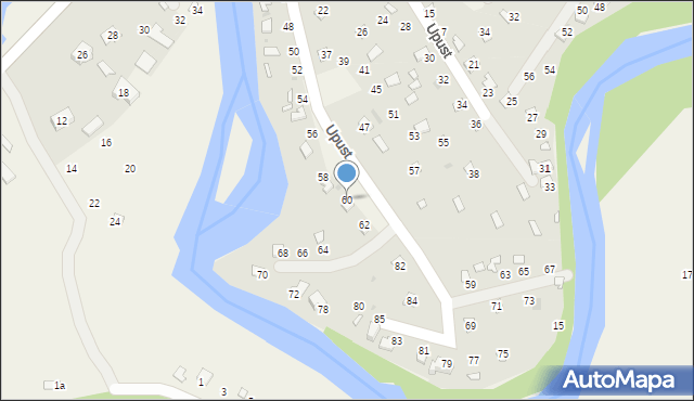 Radawa, Upust, 60, mapa Radawa