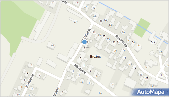 Brożec, Urbana, 3, mapa Brożec