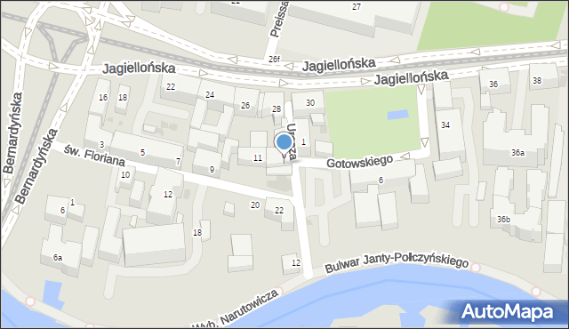 Bydgoszcz, Urocza, 8, mapa Bydgoszczy
