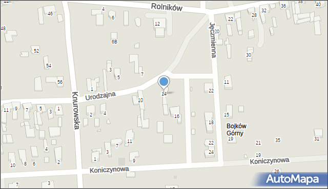 Gliwice, Urodzajna, 14, mapa Gliwic