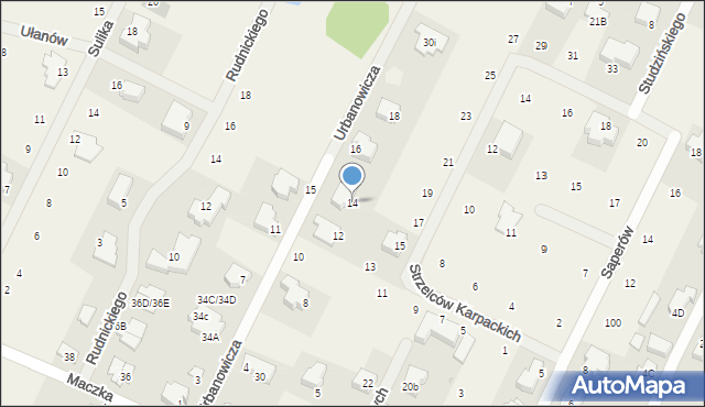 Janów, Urbanowicza Witolda, gen., 14, mapa Janów